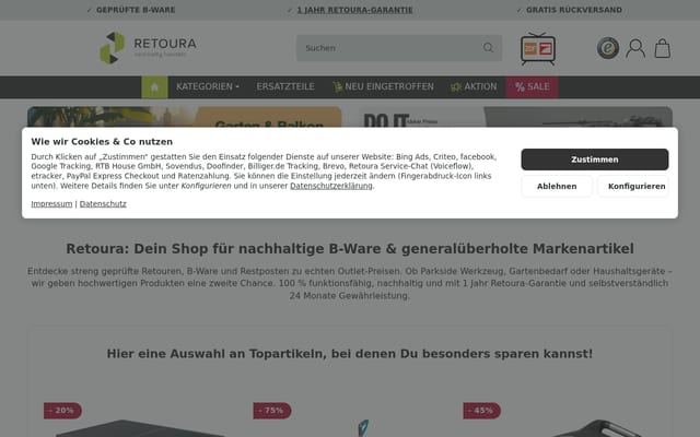 Screenshot of retoura.de
