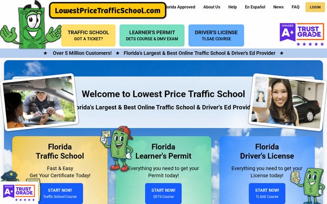 Screenshot of lowestpricetrafficschool.com