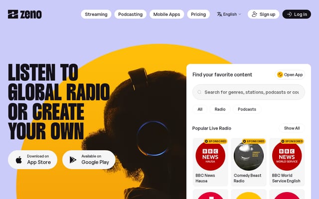 Screenshot of zeno.fm
