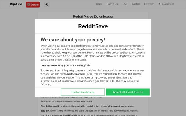 Screenshot of rapidsave.com