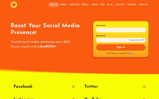 Screenshot of likesboom.com