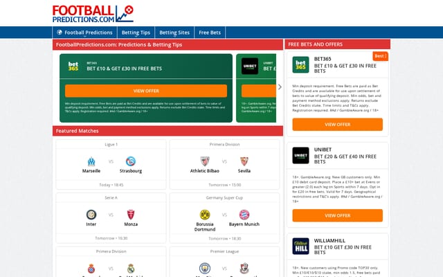 Screenshot of footballpredictions.com