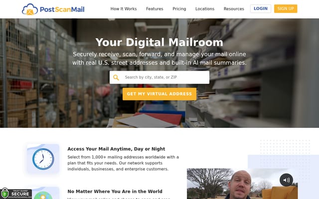 Screenshot of postscanmail.com