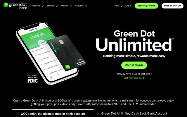 Screenshot of greendot.com