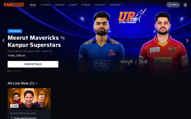 Screenshot of fancode.com