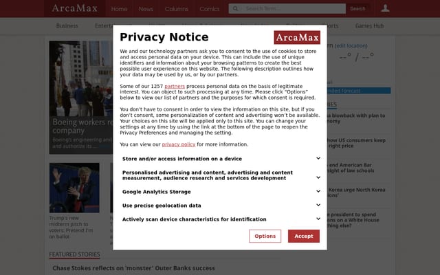 Screenshot of arcamax.com