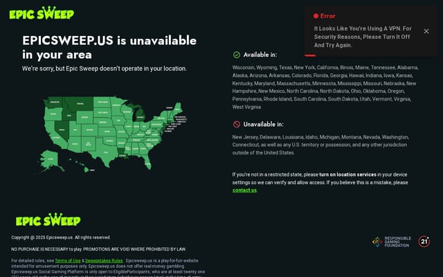 Screenshot of epicsweep.us