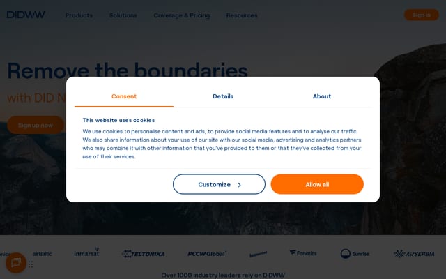 Screenshot of didww.com