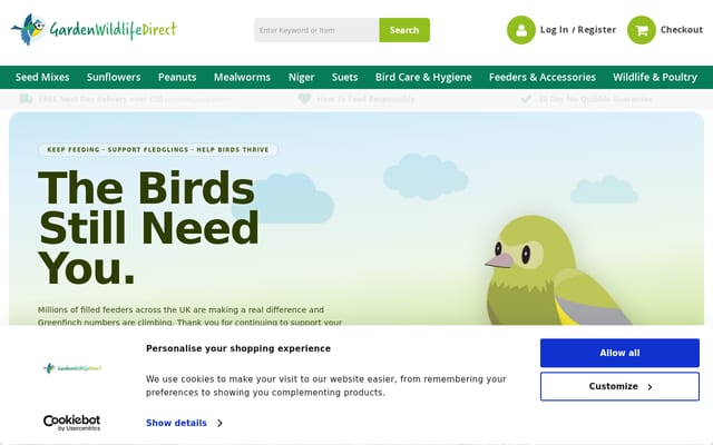 Screenshot of gardenwildlifedirect.co.uk