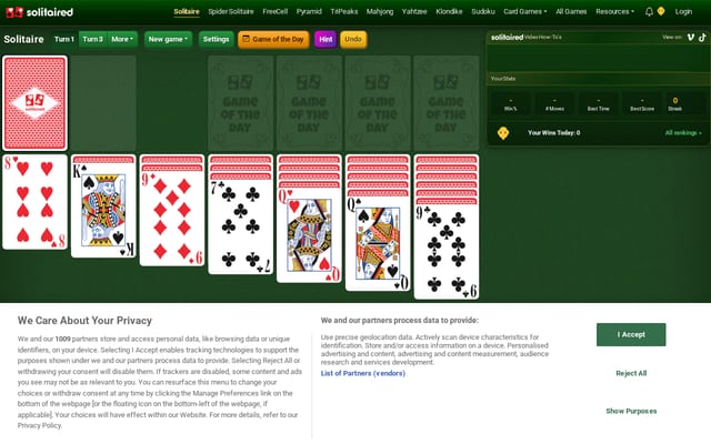 Screenshot of solitaired.com