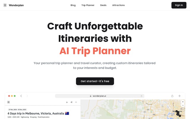 Screenshot of wonderplan.ai