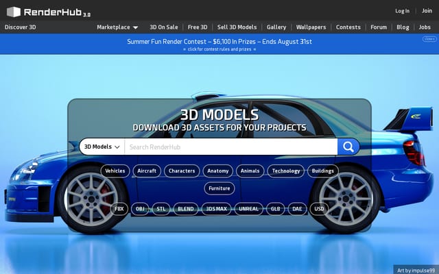 Screenshot of renderhub.com