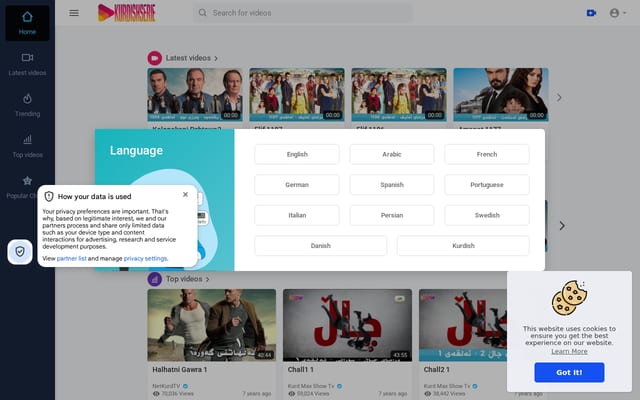 Screenshot of kurdishserie.com