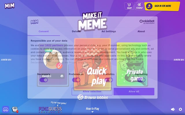 Screenshot of makeitmeme.com