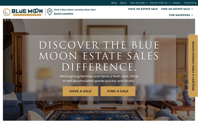 Screenshot of bluemoonestatesales.com