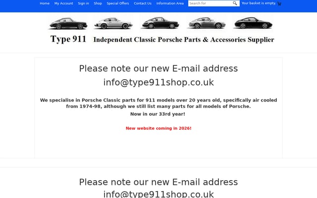 Screenshot of type911shop.co.uk