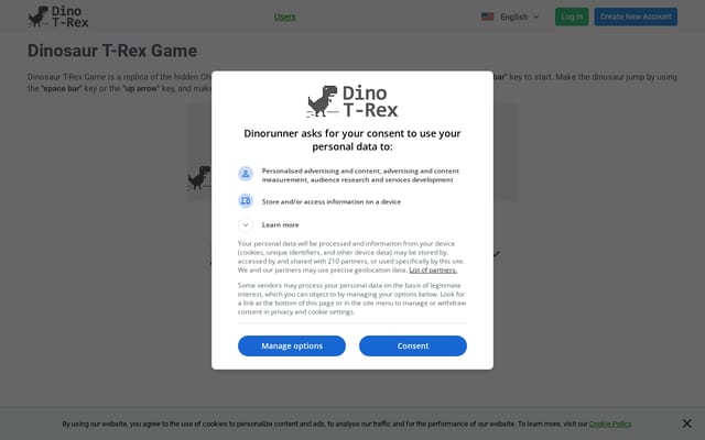 Screenshot of dinorunner.com