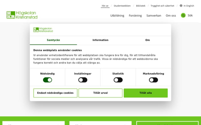 Screenshot of hkr.se