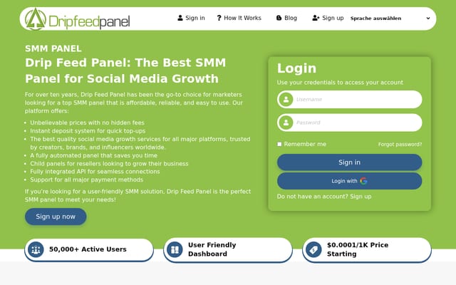 Screenshot of dripfeedpanel.com