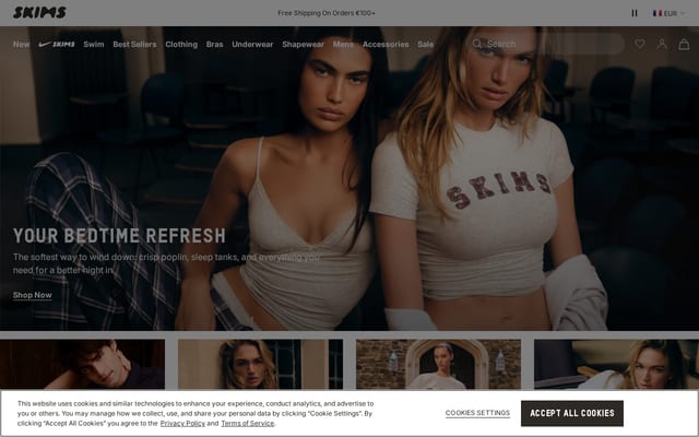 Screenshot of skims.com