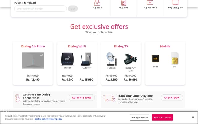 Screenshot of dialog.lk