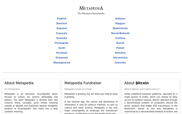 Screenshot of metapedia.org