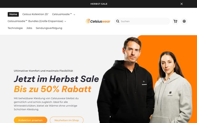 Screenshot of celsiuswear.com