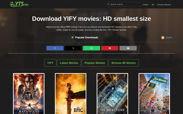Screenshot of yts.lu
