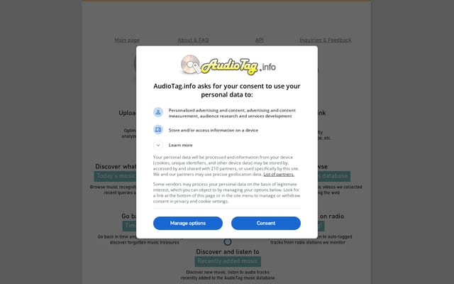 Screenshot of audiotag.info