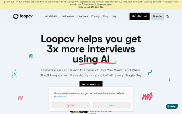 Screenshot of loopcv.pro