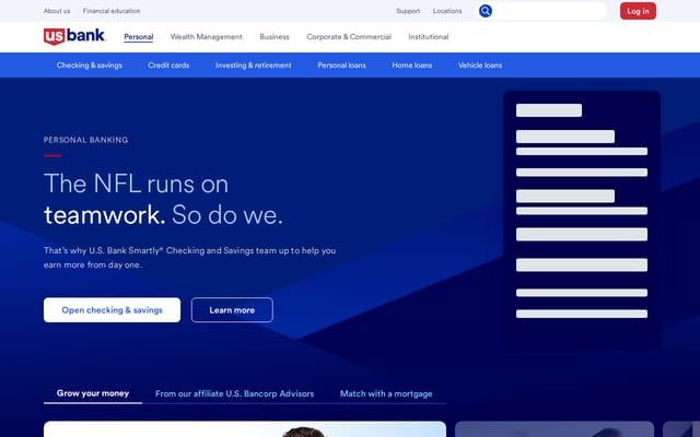 Screenshot of usbank.com