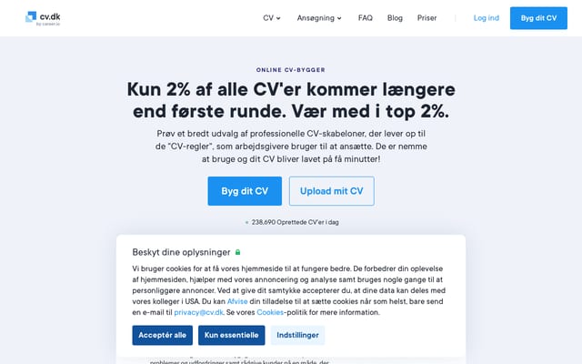 Screenshot of cv.dk
