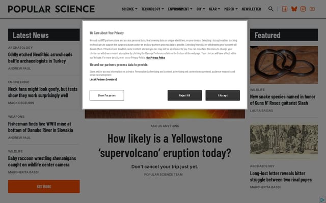 Screenshot of popsci.com