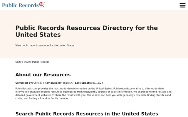 Screenshot of publicrecords.com