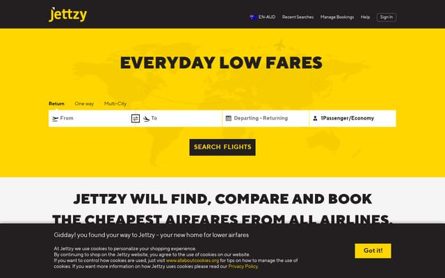 Screenshot of jettzy.com.au