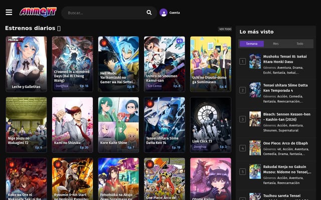 Screenshot of animeyt.es