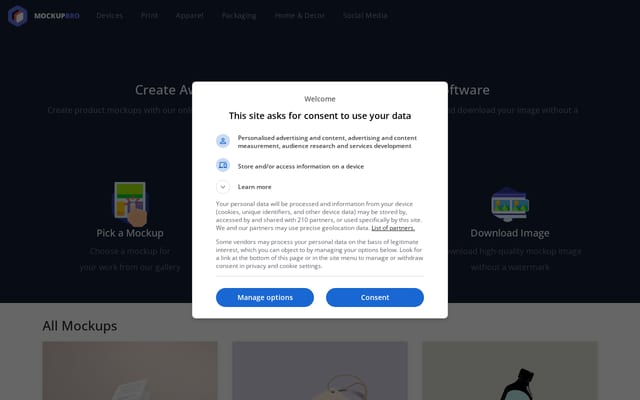 Screenshot of mockupbro.com