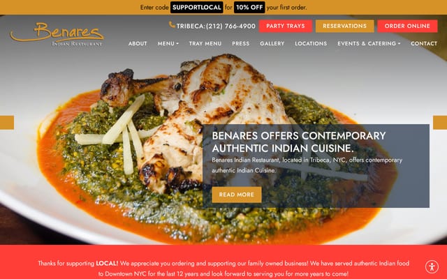 Screenshot of benaresnyc.com