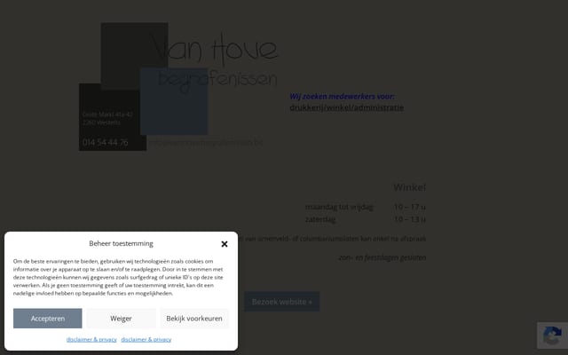 Screenshot of vanhovebegrafenissen.be