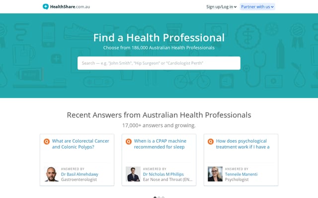 Screenshot of healthshare.com.au