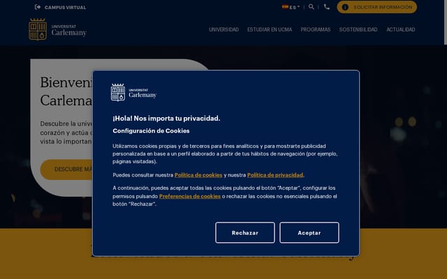 Screenshot of universitatcarlemany.com