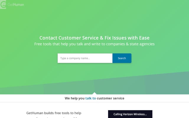 Screenshot of gethuman.com