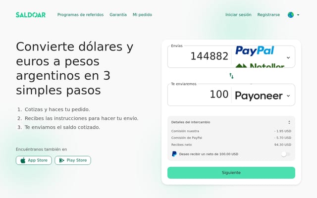 Screenshot of saldo.com.ar