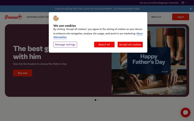 Screenshot of prezzee.com.au