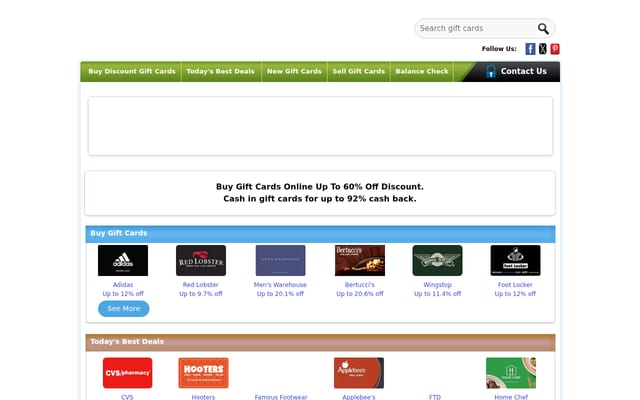 Screenshot of giftcardplace.com
