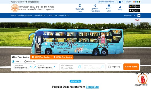 Screenshot of ksrtc.in