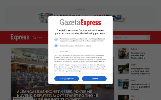 Screenshot of gazetaexpress.com