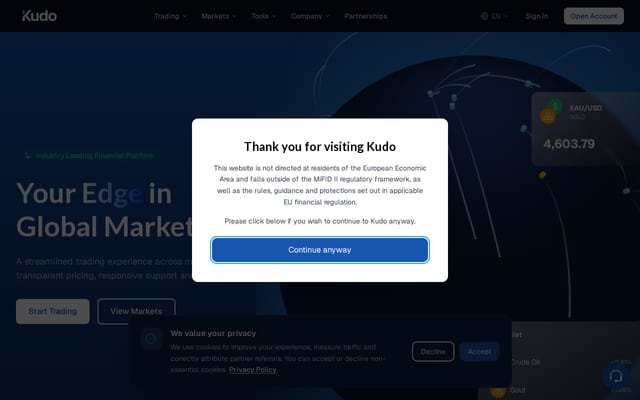 Screenshot of kudo.com