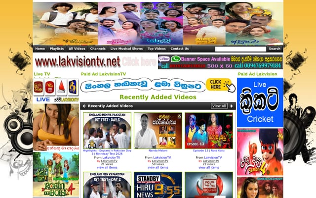 Screenshot of lakvisiontv.com