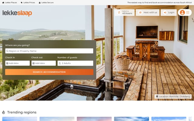Screenshot of lekkeslaap.co.za